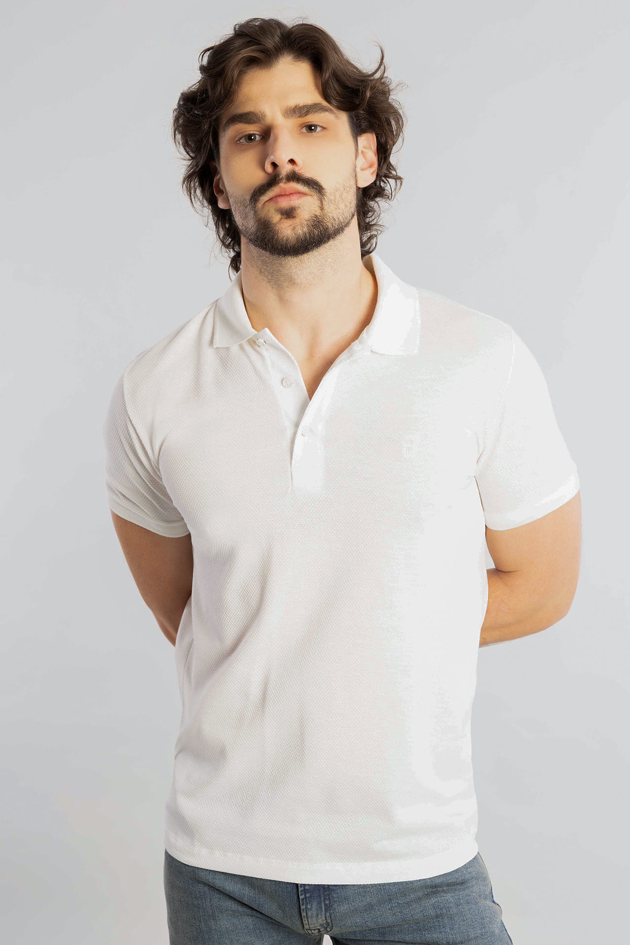Camisa Polo Texture - Branco